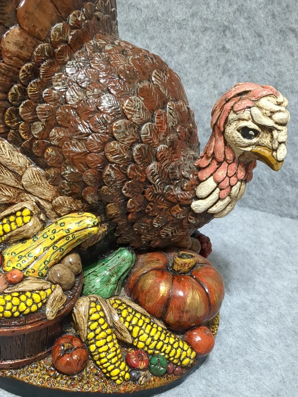 Florentine Art Studio 80's Thanksgiving Turkey Plaster Chalkware Centerpiece 11”